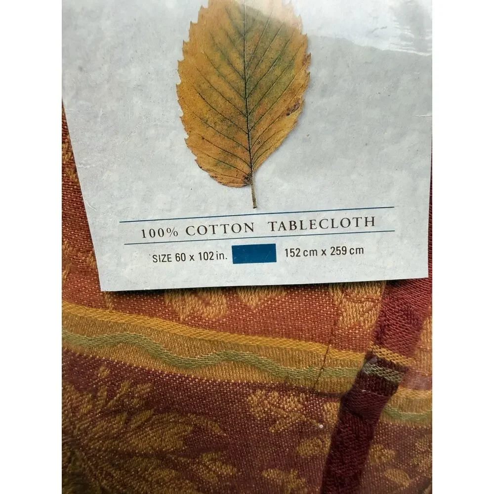 New Vtg Natural Impressions Fall Thanksgiving Cotton Tablecloth 60